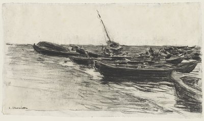 Bateaux sur la plage, vers 1874-81 - Leon Augustin Lhermitte