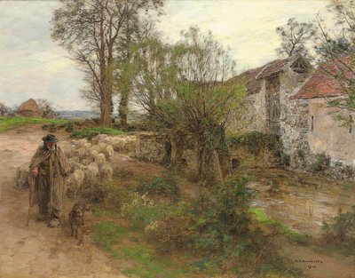 Sortie du troupeau de la rue Chailly - Leon Augustin Lhermitte