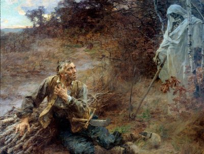 La mort et le bûcheron. Illustration pour la fable de Jean de La Fontaine (1621-1695). Peinture de Léon Augustin Lhermitte (1893) - Leon Augustin Lhermitte