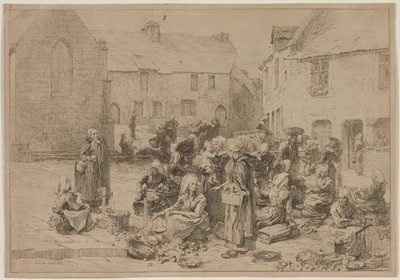 Le marché aux pommes à Landerneau, 1878 - Leon Augustin Lhermitte