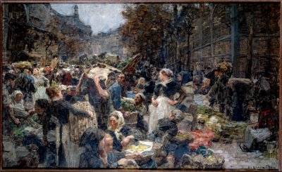 Les halles. La foule du Marché des Halles à Paris au XIXe siècle - Leon Augustin Lhermitte