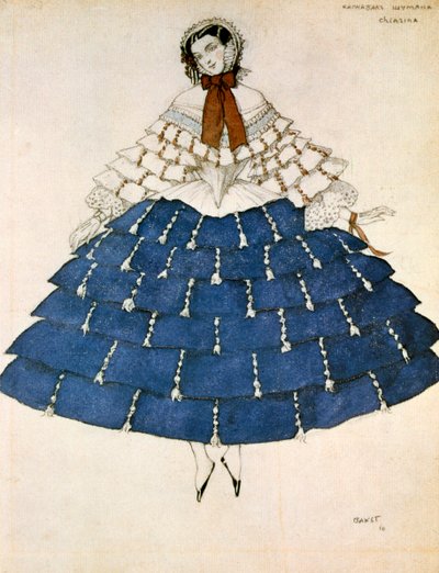 Chiarina, design pour un costume pour le ballet Carnaval composé par Robert Schumann, 1919 - Leon Bakst