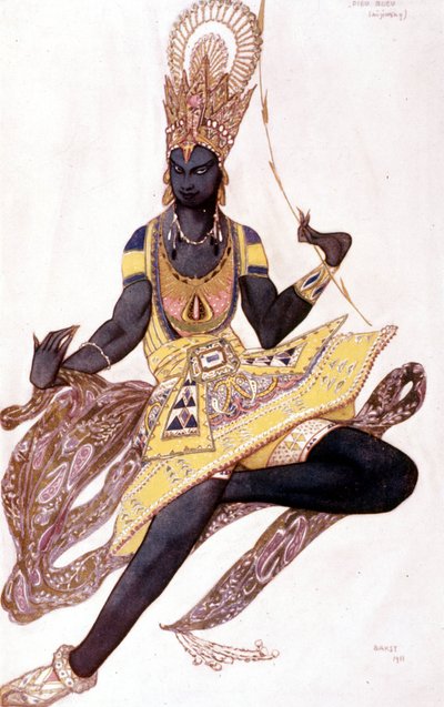 Costume de Vaslav Nijinsky ou Nijinsky (1889-1950) créé par Léon Bakst pour "Le Dieu bleu" de Reynaldo Hahn (1875 - 1947) - Leon Bakst