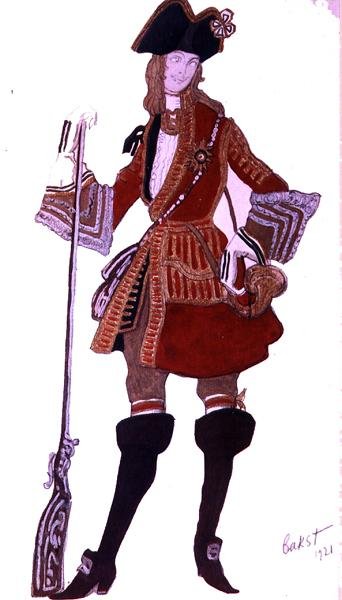 Conception de costume pour le Prince Charmant chassant, de La Belle au bois dormant - Leon Bakst