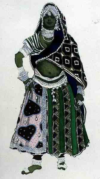 Conception de costume pour une Fille Arabe, de Le Dieu Bleu - Leon Bakst