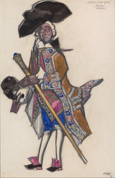 Costume pour le ballet Les Femmes Savantes de Scarlatti - Leon Bakst