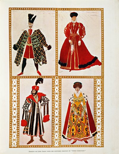 Costumes pour la Polonaise Boris Godounov par Modeste Moussorgski - Leon Bakst