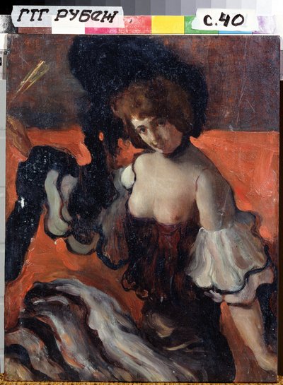 Dans un restaurant, dame en noir - Leon Bakst