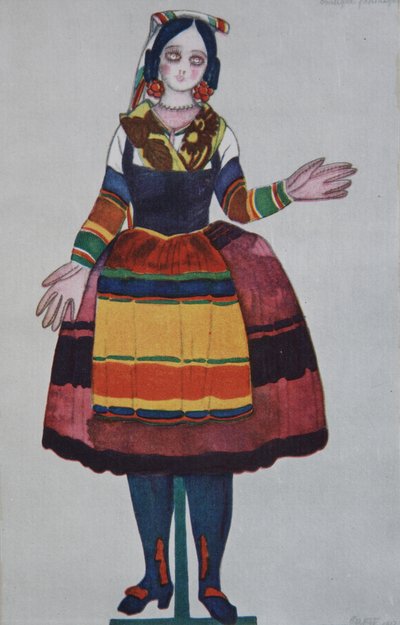 Marionnette italienne. Costume pour le ballet La Boutique Fantasque de G. Rossini, 1919 - Leon Bakst