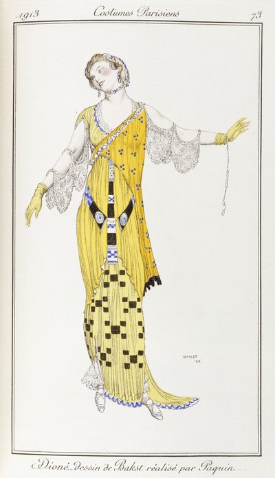 Vêtements parisiens : Dione-dessin par Bakst exécuté par Paquin, 1913 - Leon Bakst