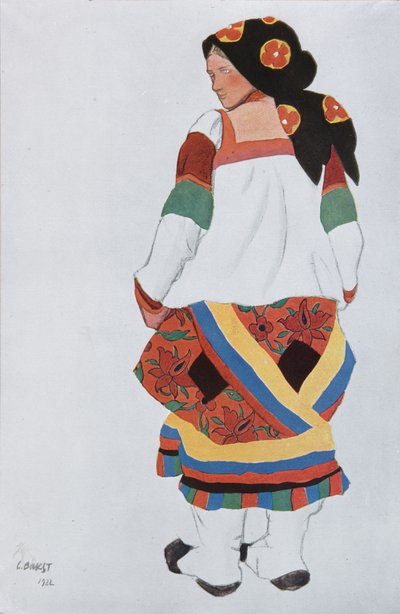 Femme paysanne. Costume pour le vaudeville Vieux Moscou au Théâtre Femina à Paris, 1922 - Leon Bakst