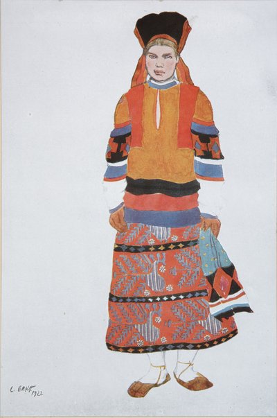 Paysanne. Costume pour le vaudeville Vieux Moscou au Théâtre Femina à Paris, 1922 - Leon Bakst