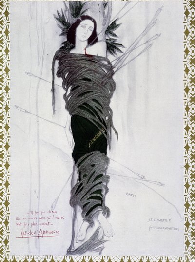 San Sebastian - Aquarelle de Bakst et phrase de D