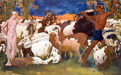 Décor pour une production des Ballets Russes de Daphnis et Chloé de Ravel, 1912 - Leon Bakst