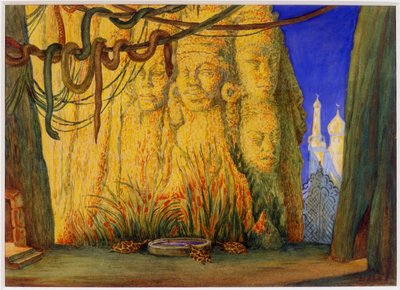 Décor de scène pour le ballet Le Dieu Bleu par R. Hahn, 1911 - Leon Bakst