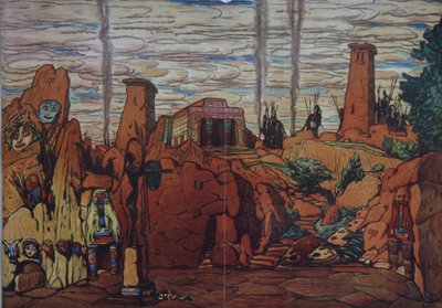 Décor de scène pour le ballet Hélène de Sparte par E. Verhaeren et D. de Séverac, 1912 - Leon Bakst