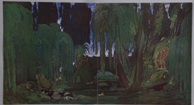 Décor de scène pour le ballet Narcisse de N. Tcherepnin, 1911 - Leon Bakst