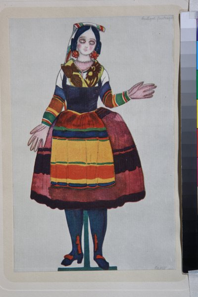 La poupée italienne, costume pour le ballet "La Boutique Fantasque" dirigé par Gioachino Rossini - Leon Bakst