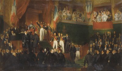 Louis-Philippe (1773-1850) prête serment de maintenir la Charte de 1830 en présence des Chambres, le 9 août 1830 - Leon Bazile Perrault