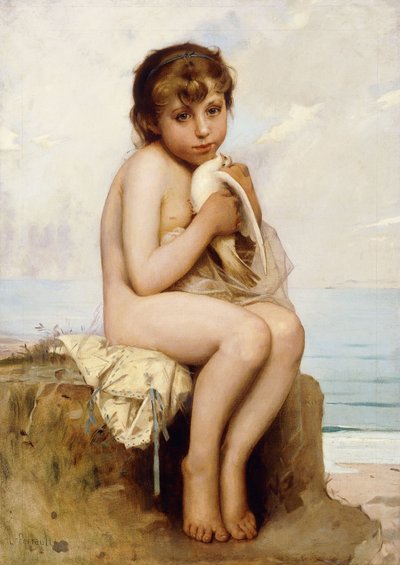 Enfant nu avec une colombe - Leon Bazile Perrault