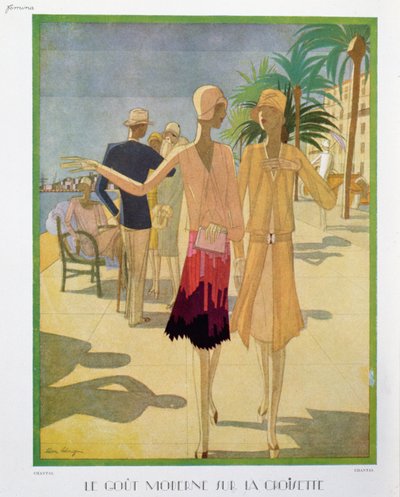 Promeneurs élégants sur la Croisette à Cannes, illustration de 
