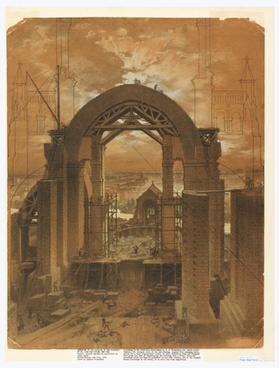 Rendu de la traversée de la cathédrale Saint-Jean-le-Divin, New York, NY - Leon Dabo
