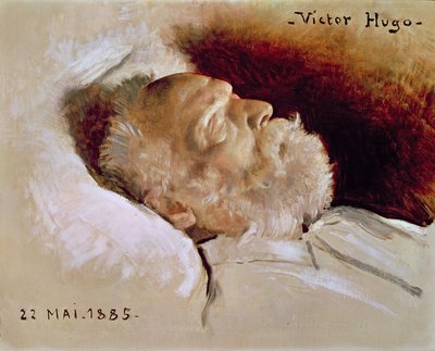 Portrait de Victor Hugo (1802-85) sur son lit de mort, 22 mai 1885 - Leon Daniel Saubes