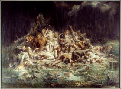Le Déluge. Un amas de corps humains et d