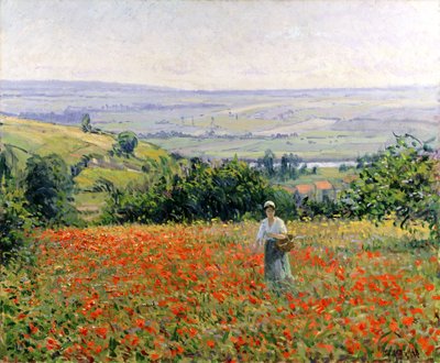Femme dans un champ de coquelicots - Leon Giran Max