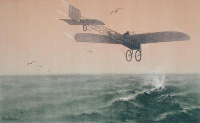 Louis Blériot (1872-1936) traversant la Manche pour la première fois en avion le 25 juillet 1909, c.1910 - Leon Pousthomis