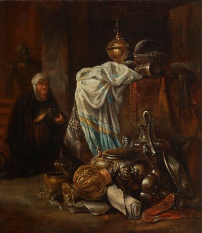 Nature morte avec objets orientaux et récipients en métal - Leonaert Bramer