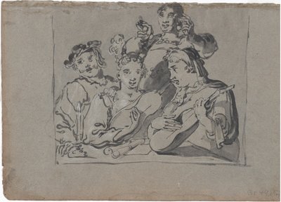 Un Quatuor de Chanteurs, Joueurs de Luth et Sonneurs de Cloche Jouant dans une Taverne à la Lumière des Bougies - Leonard Bramer