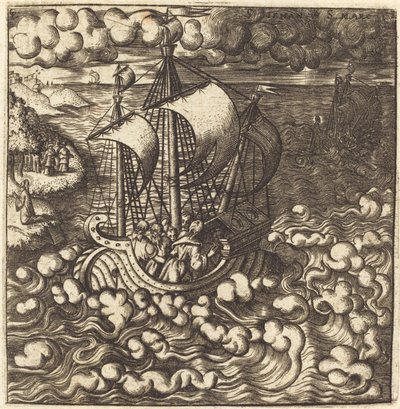 Le Christ priant tandis que ses disciples sont dans un bateau sur une mer agitée - Leonard Gaultier