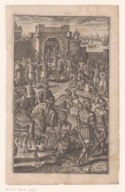 Roi à cheval à la porte de la ville - Leonard Gaultier