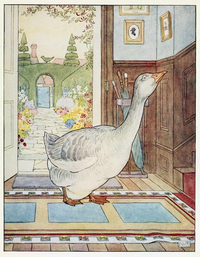 Goosey, Goosey Gander, Where Shall I Wander?, de A Nursery Rhyme Picture Book, pub. 1914 (lithographie en couleur) - Leonard Leslie Brooke