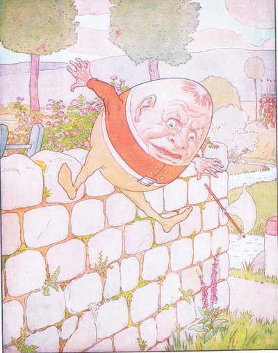 Humpty Dumpty a fait une grande chute (lithographie en couleur) - Leonard Leslie Brooke
