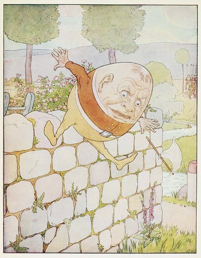 Humpty Dumpty a fait une grande chute, de A Nursery Rhyme Picture Book, pub. 1914 (lithographie en couleur) - Leonard Leslie Brooke