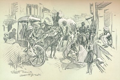 Scène de rue à Delhi, vers 1903 - Leonard Raven Hill