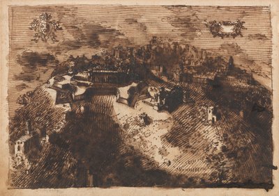 Une ville fortifiée (recto); Un dessin géométrique (verso) - Leonardo Scaglia