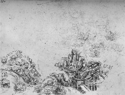 Une inondation envahissant une vallée, vers 1480, 1945 - Leonardo da Vinci
