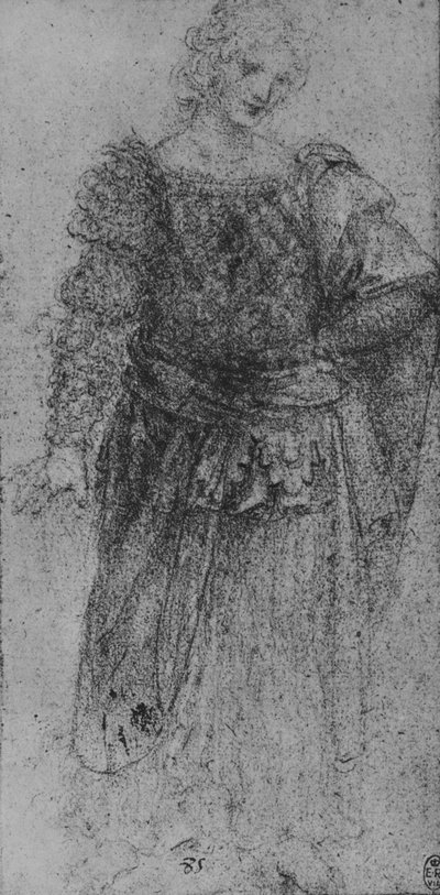 Une femme avec un corsage tressé et un manteau sur le bras gauche, vers 1480 - Leonardo da Vinci