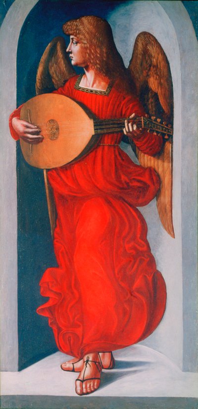 Un ange en rouge avec un luth, 1490-1499 - Leonardo da Vinci