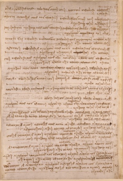 Arundel 263, f.154v, notes de Léonard de Vinci du 