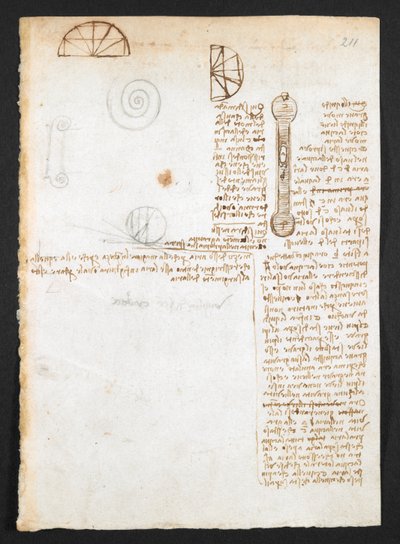 Arundel 263, f.211r Notes, croquis et diagrammes, du 