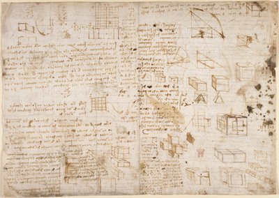 Arundel 263, f.223v Notes et diagrammes du 