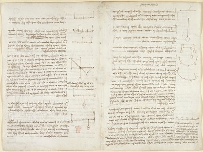 Arundel 263, f.8v, f.7 Notes et diagrammes sur la mécanique - Leonardo da Vinci
