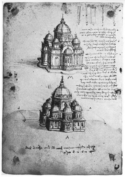 Dessins pour une église centrale, vers 1488-1490 - Leonardo da Vinci