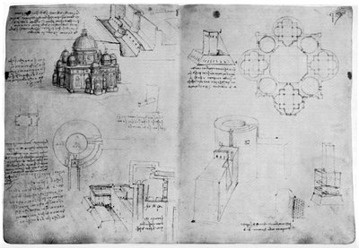 Conceptions pour un bâtiment centralisé, fin XVe ou début XVIe siècle 1954 - Leonardo da Vinci