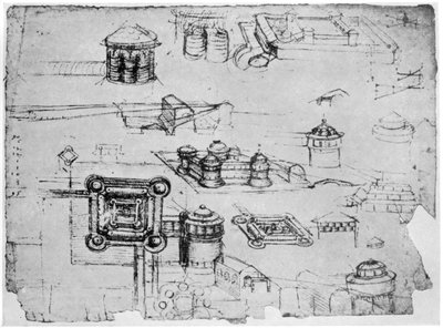 Dessins pour une forteresse, 1500-1505 - Leonardo da Vinci