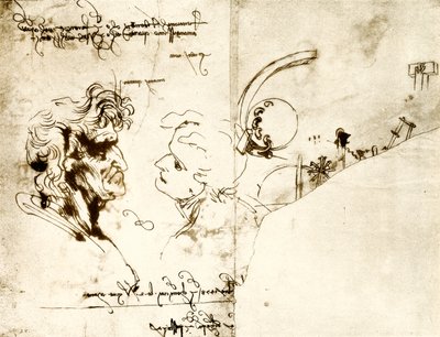 Esquisses de deux têtes masculines - Leonardo da Vinci